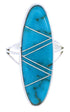 Sterling Silver Turquoise Inlay Ring Size 7-3/4 YX33646